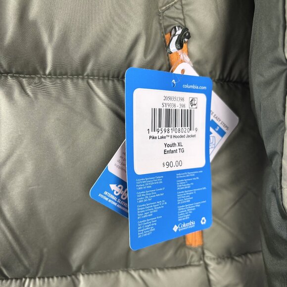 Youth XL Pike Lake II Green Orange Full Zip Puffer Long Sleeve Hooded Jacket - Picture 9 of 15